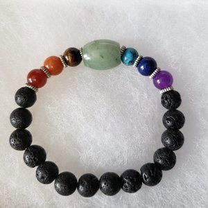 2/20$ NWOT lava beads and gemstone stretch bracelet